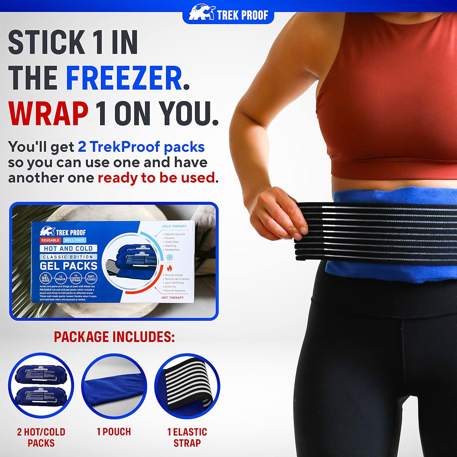 Ice Pack (3-Piece Set) – Reusable Hot and Cold Therapy Gel Wrap Support Injury Recovery, Alleviate Joint and Muscle Pain – Rotator Cuff, Knees, Back & More (3 Piece Set - Classic)