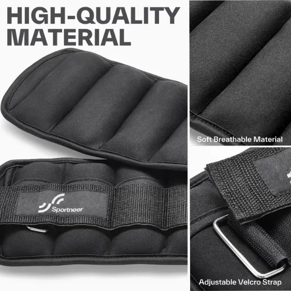 Adjustable Ankle Weights for Women and Men 7 Lbs/Pair Adjustable Leg Weights with Secure Straps, Strength Training Weighted for Yoga, Walking, Running, Aerobics, Gym, Physical Therapy