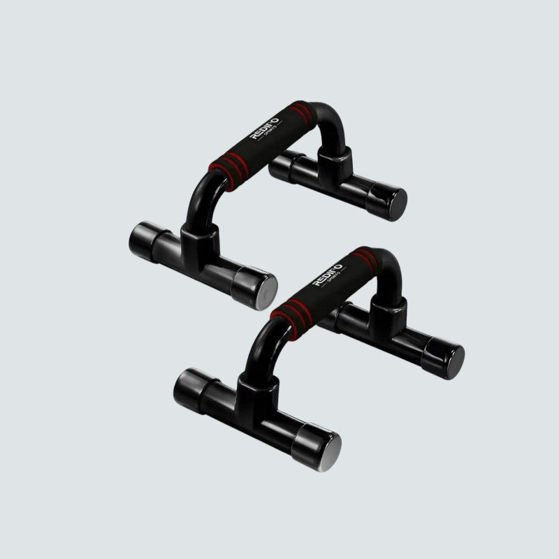 Black and red pull-up bar on a light gray background