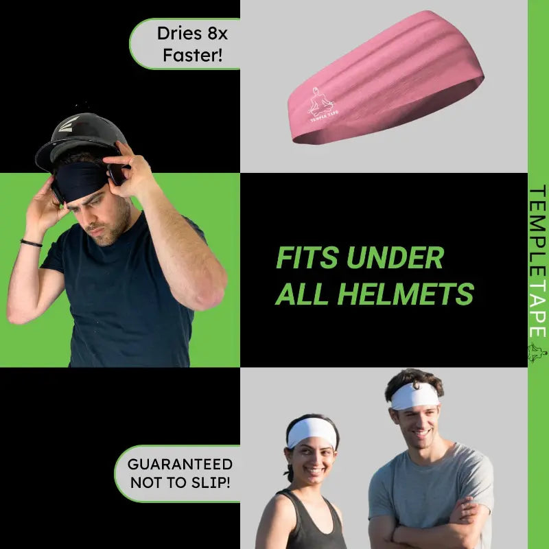 Headbands for Men and Women - Mens Sweatband & Sports Headband Moisture Wicking Workout Sweatbands for Running, Cross Training, Yoga and Bike Helmet Friendly