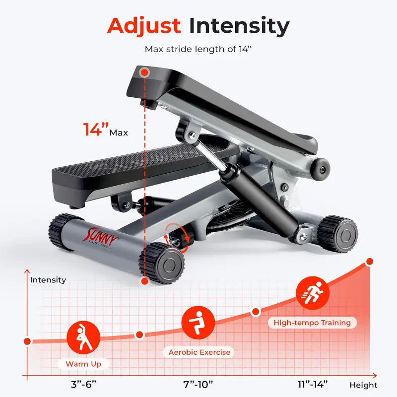 Mini Stepper for Exercise at Home, Stair Step Workout Machine with Resistance Band, Fullbody Cardio, Upgraded over 300Lb Weight Capacity, Optional Free Sunnyfit App Connection