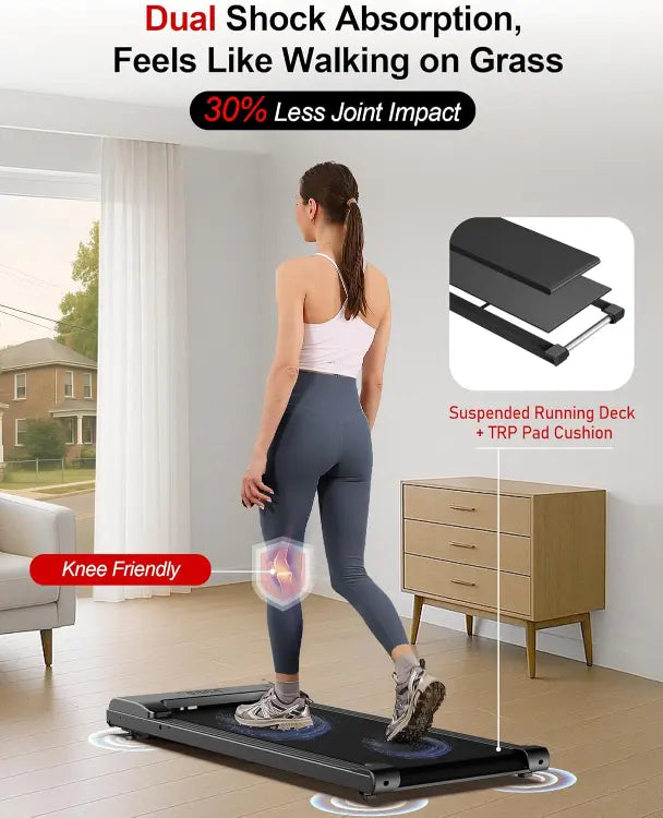 Walking Pad under Desk Treadmill，Portable Small Treadmills for Home and Office，Super Quiet Brushless Motorized Walking Jogging Running Machine with Remote Control